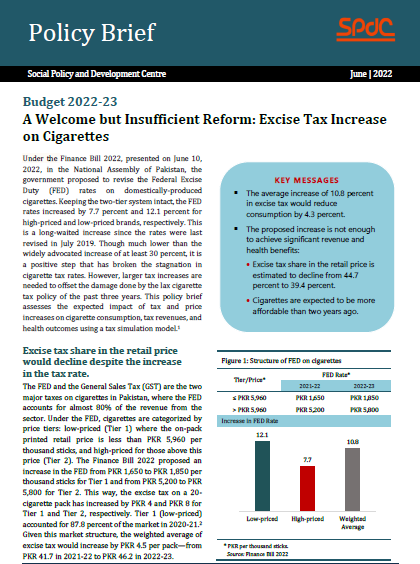 A Welcome but Insufficient Reform: Excise Tax Increase on Cigarettes