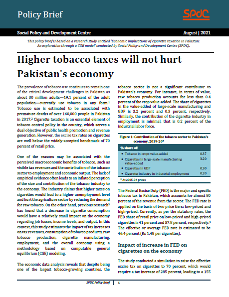 Higher tobacco taxes will not hurt Pakistan’s economy