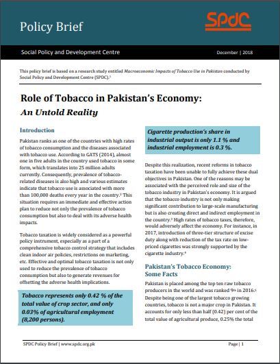 Role of Tobacco in Pakistan’s Economy: An Untold Reality