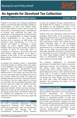 Agenda for Devolved Tax Collection