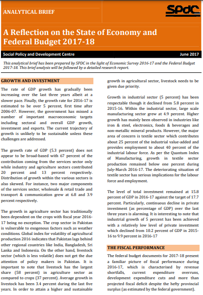 A Reflection on the State of Economy and Federal Budget 2017-18