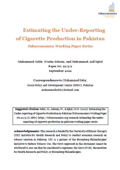 Estimating the Under-Reporting of Cigarette Production in Pakistan