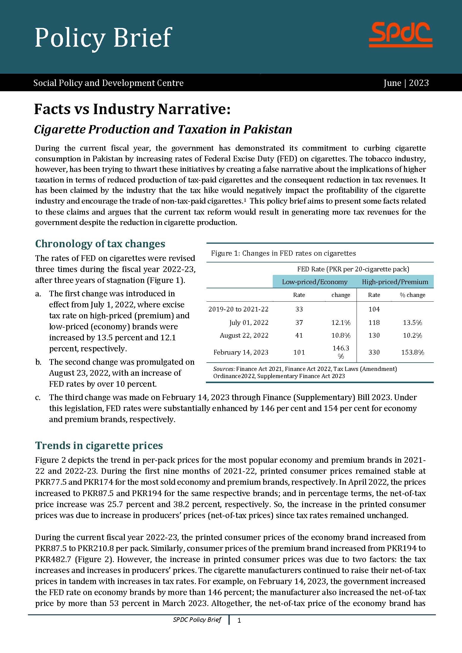 Facts vs Industry Narrative: Cigarette Production and Taxation in Pakistan
