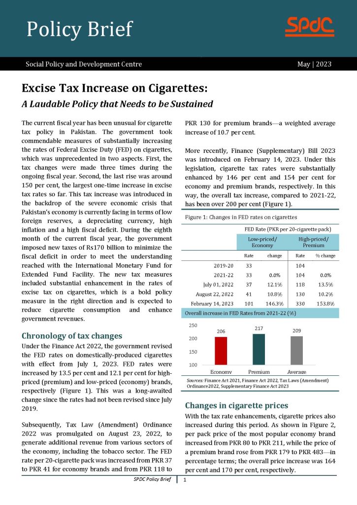 Excise Tax Increase on Cigarettes: A Laudable Policy that Needs to be Sustained