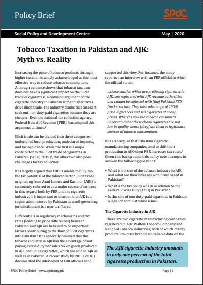 Tobacco Taxation in Pakistan and AJK: Myth vs. Reality