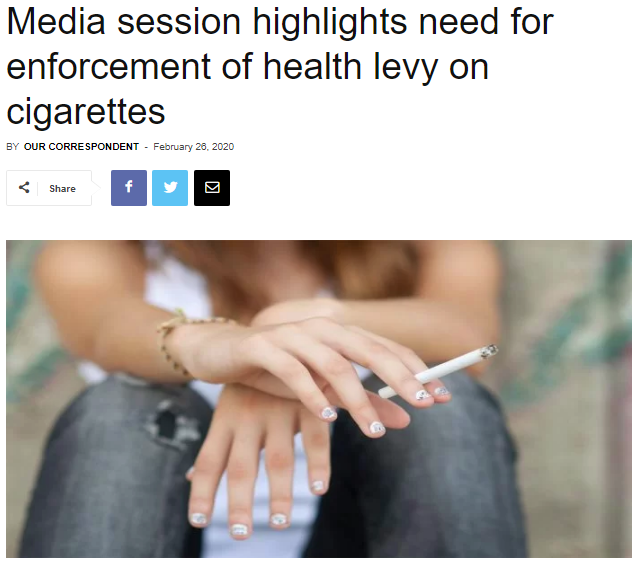 Media session highlights need for enforcement of health levy on cigarettes