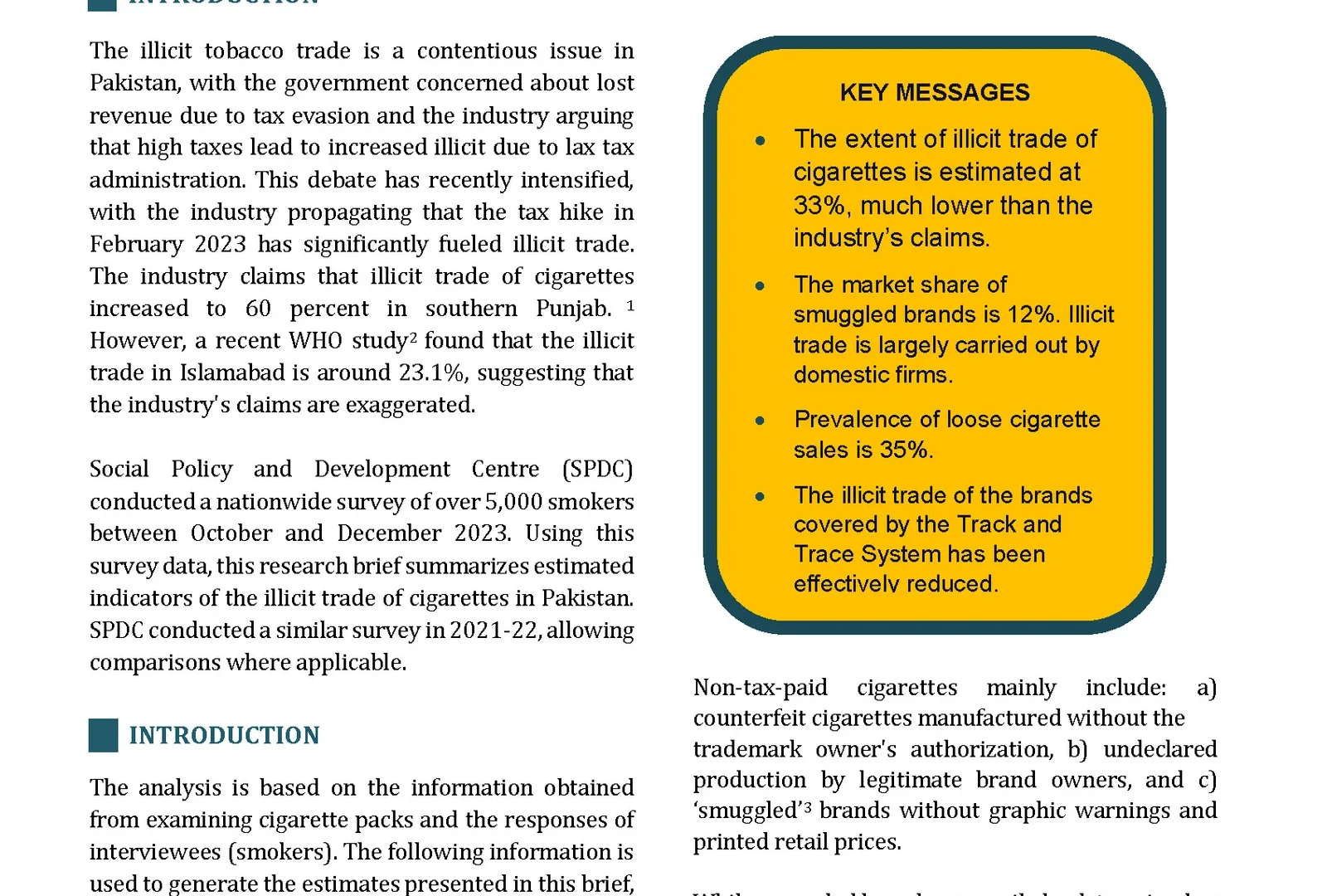 The Extent of Illicit Trade of Cigarettes in Pakistan