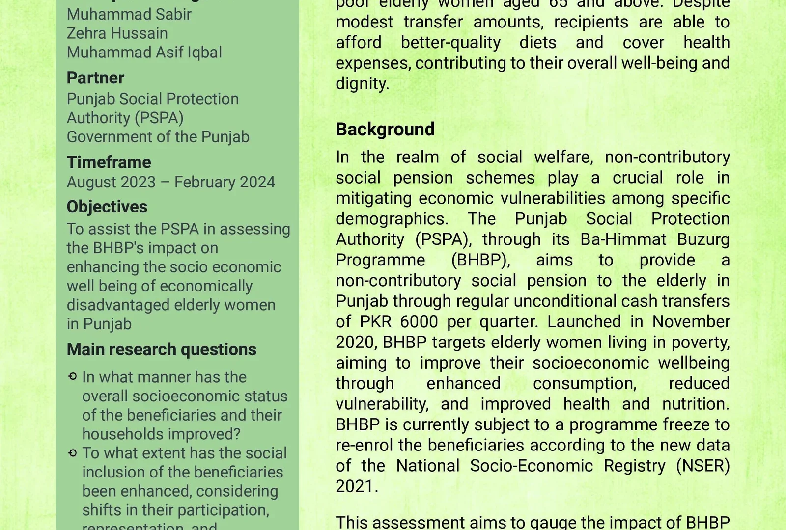 POLICY BRIEF – AN ASSESSMENT OF THE BA-HIMMAT BUZURG PROGRAMME – 2024